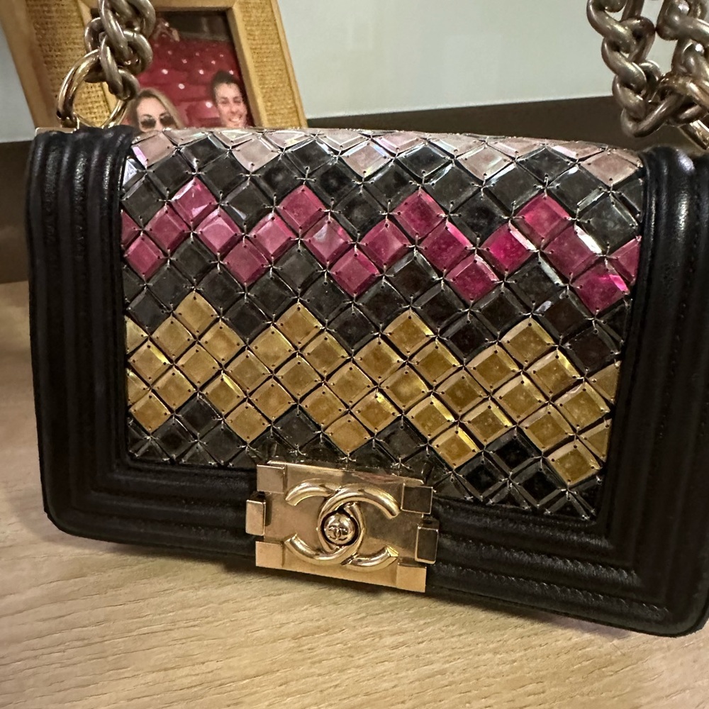 Chanel Mosaic Boy Flap Bag Embellished Lambskin Small